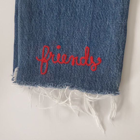 LOVERS + FRIENDS LOGAN Women's High Rise Cropped Jeans Frayed Cut Off Distressed - Picture 4 of 13